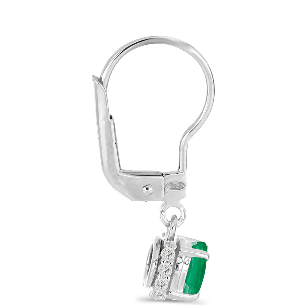 Stříbrné Náušnice s Brazilským Smaragdem a Bílým Topazem 2 