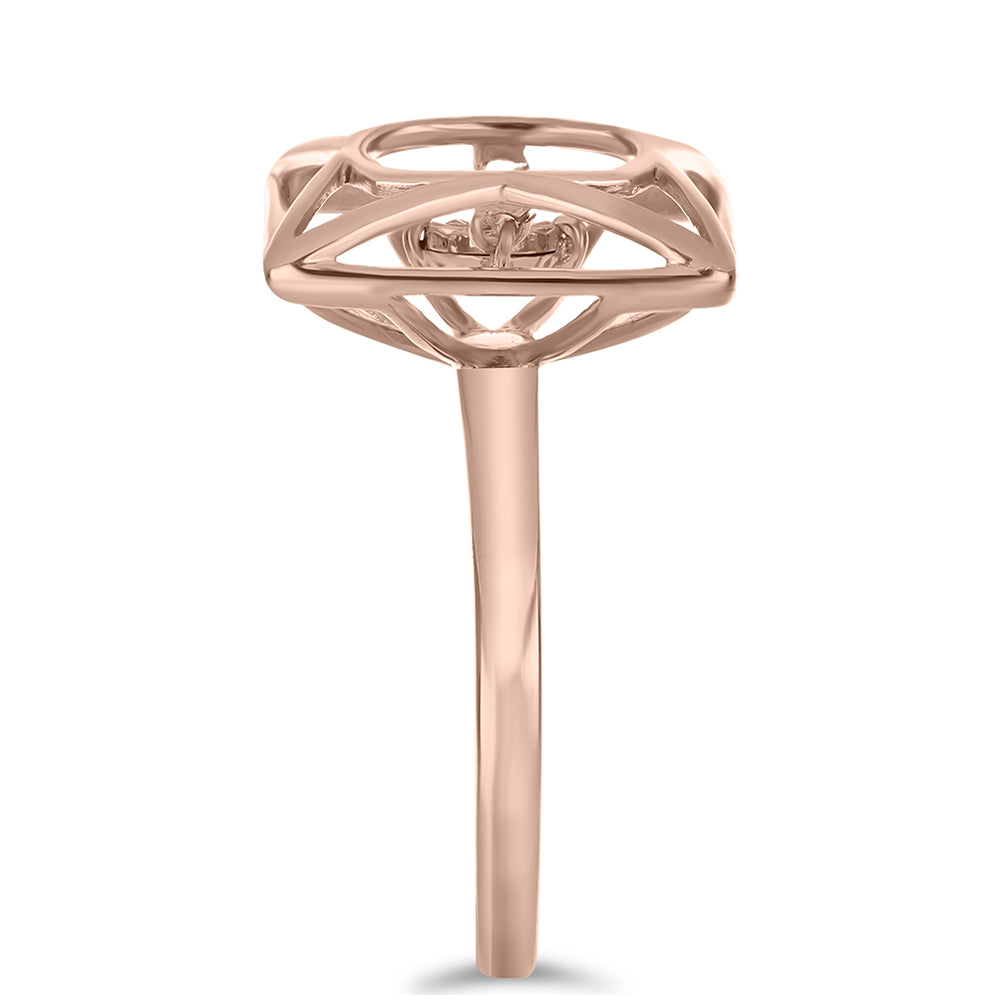 Růžově pozlacené Stříbro 925/1000 - Prsten s Růžový Tančící Diamantem - Karátové číslo: 0.01. přibližná hmotnost: 3.73 gramů 4 