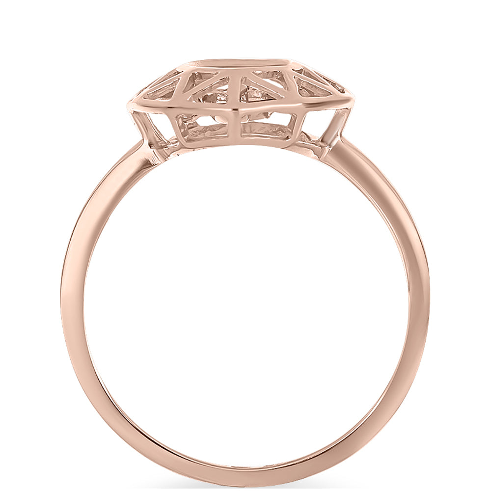 Růžově pozlacené Stříbro 925/1000 - Prsten s Růžový Tančící Diamantem - Karátové číslo: 0.01. přibližná hmotnost: 2.55 gramů 2 