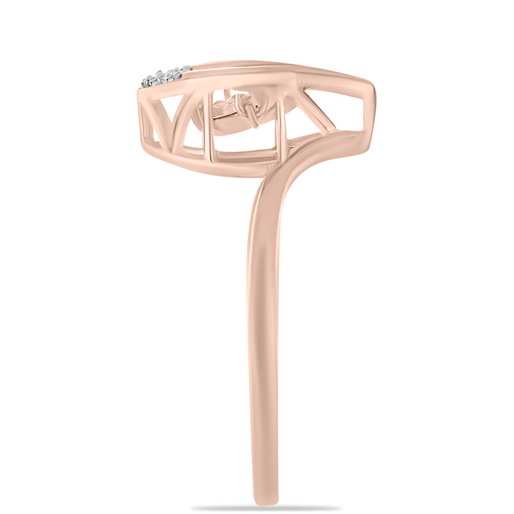 Růžově pozlacené Stříbro 925/1000 - Prsten s Růžový Tančící Diamantem a Bílým Topazem - Karátové číslo: 0.05. přibližná hmotnost: 2.53 gramů 3 