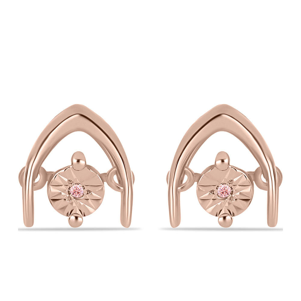 Růžově pozlacené Stříbro 925/1000 - Náušnice s Růžový Tančící Diamantem - Karátové číslo: 0.01. přibližná hmotnost: 1.63 gramů 1 