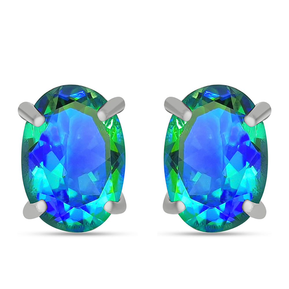 Stříbrné Náušnice s Pavím Křemenem