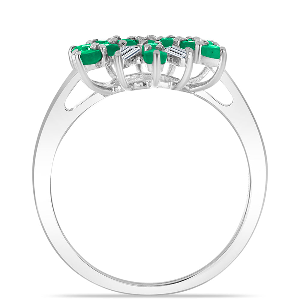 Stříbrný Prsten s Brazilským Smaragdem a Bílým Zirkonem