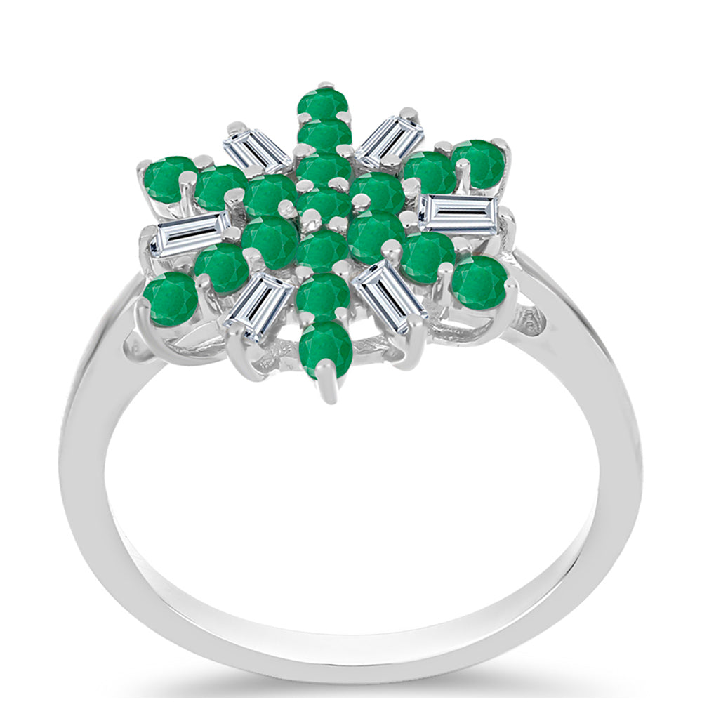 Stříbrný Prsten s Brazilským Smaragdem a Bílým Zirkonem 3 