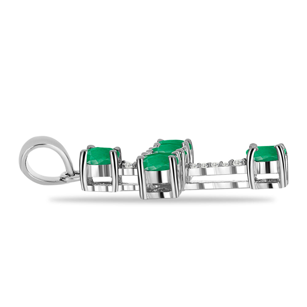 Stříbro 925/1000 - Přívěsek s Brazilským Smaragdem a Bílým Topazem - Karátové číslo: 1.35. přibližná hmotnost: 1.98 gramů