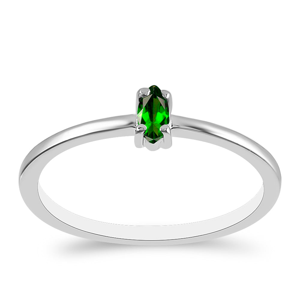 Stříbro 925/1000 - Prsten s Chromovým Diopsidem - Karátové číslo: 0.18. přibližná hmotnost: 1.27 gramů 3 