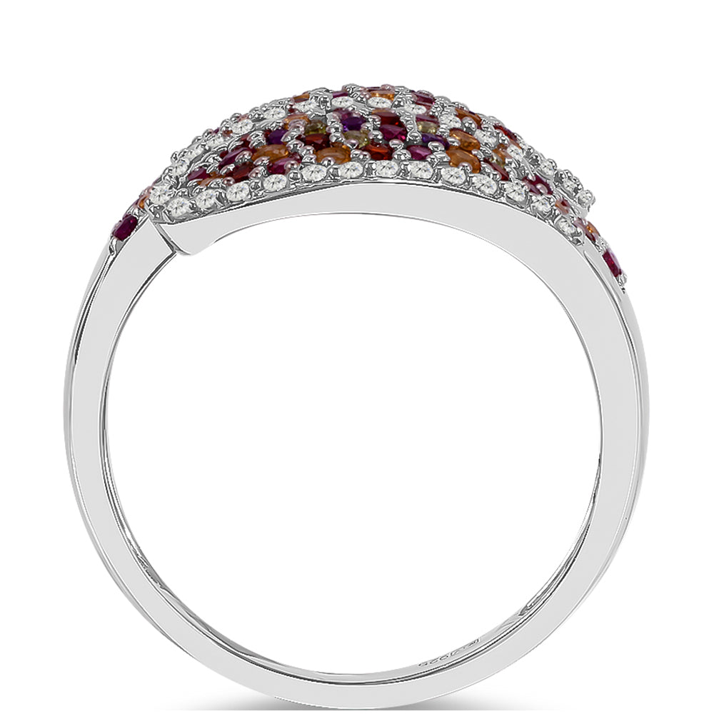 Stříbrný Prsten s Bartonským Granátem a Uralským Citrínem