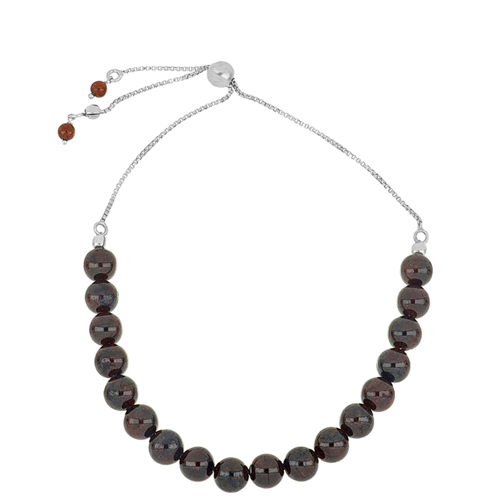 Stříbro 925/1000 - Náramek s Bartonským Granátem - Karátové číslo: 68.63. přibližná hmotnost: 15.63 gramů