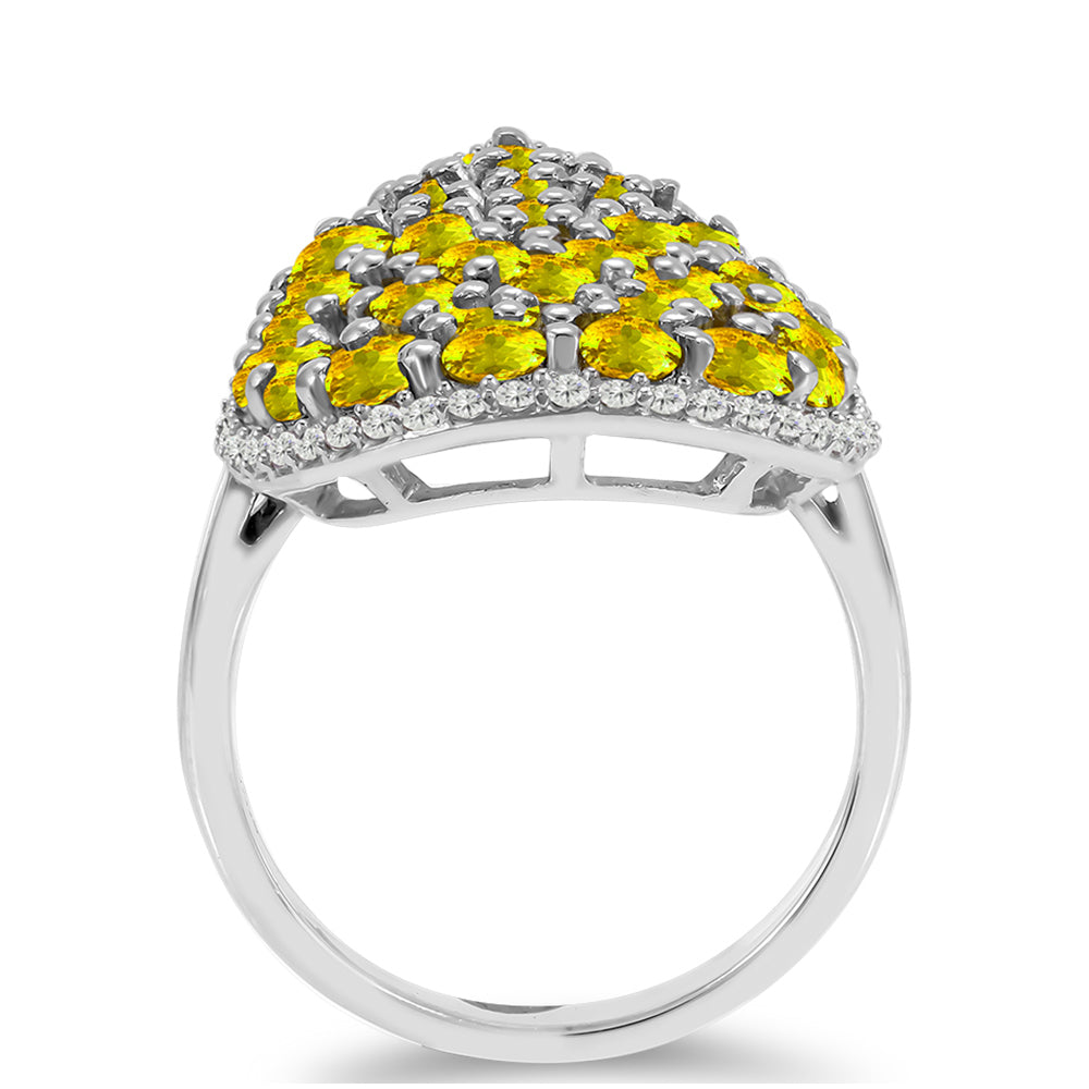 Stříbrný Prsten s Uralským Citrínem a Bílým Topazem 2 