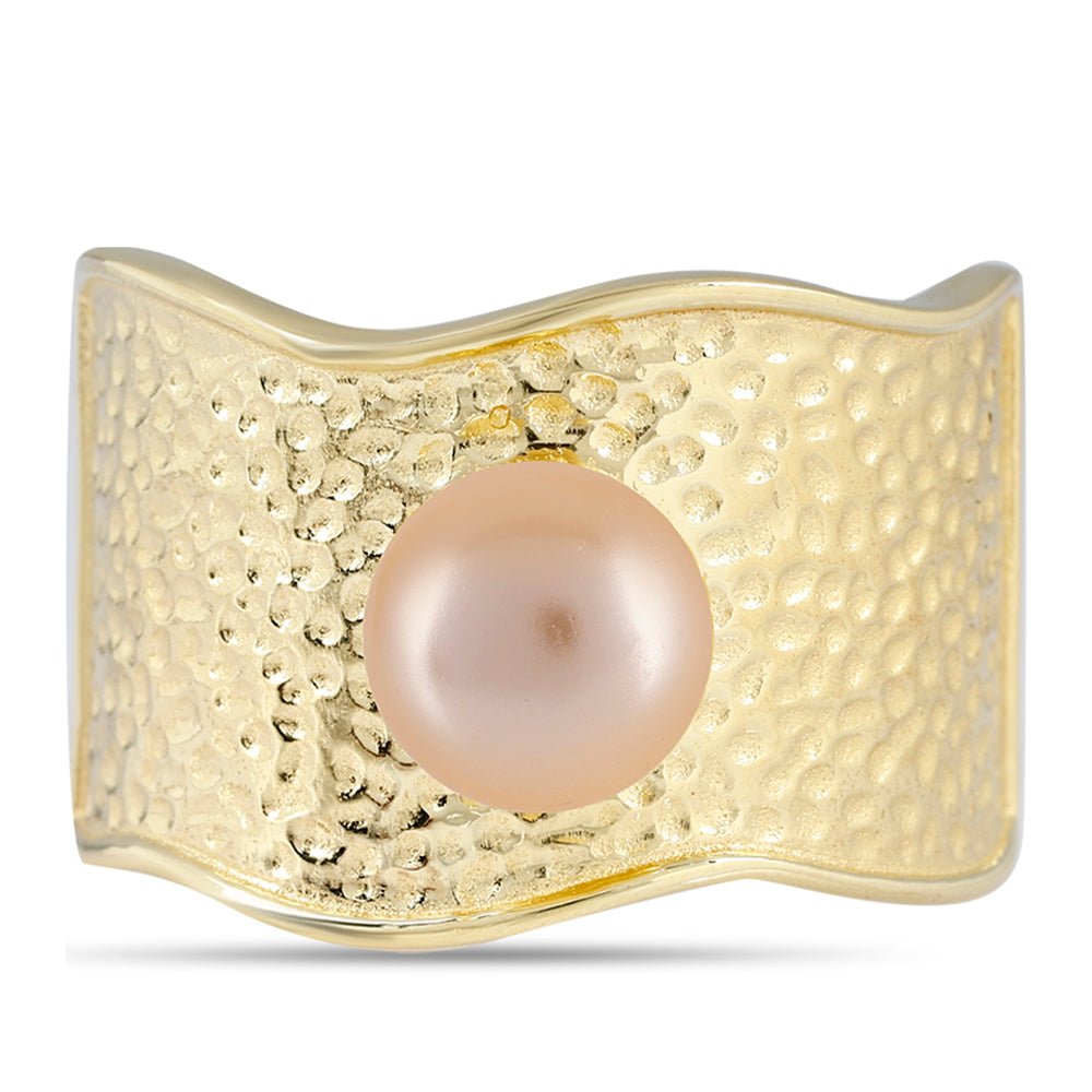 Pozlacený Stříbrný Prsten se Zlatou Sladkovodní Perlou 1 