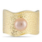 Pozlacený Stříbrný Prsten se Zlatou Sladkovodní Perlou