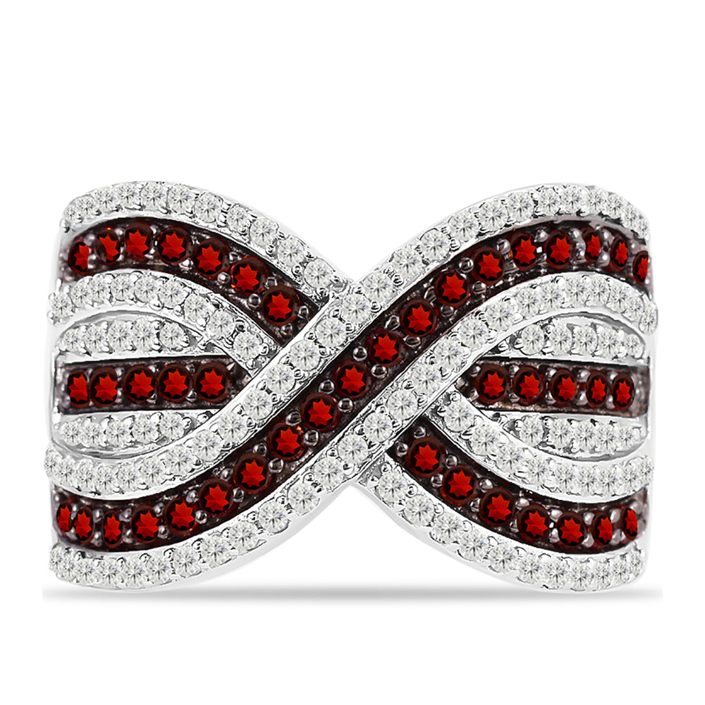 Stříbrný Prsten s Bartonským Granátem a Bílým Topazem 1 