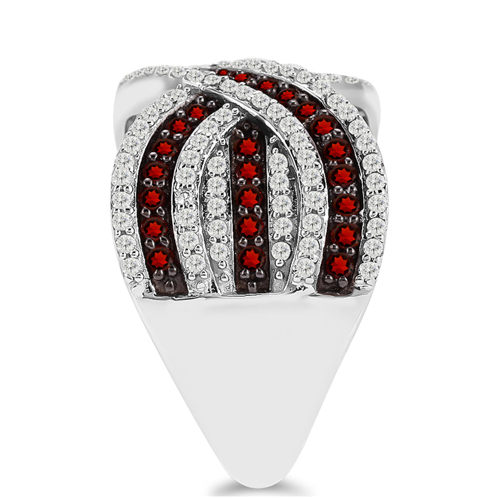 Stříbrný Prsten s Bartonským Granátem a Bílým Topazem