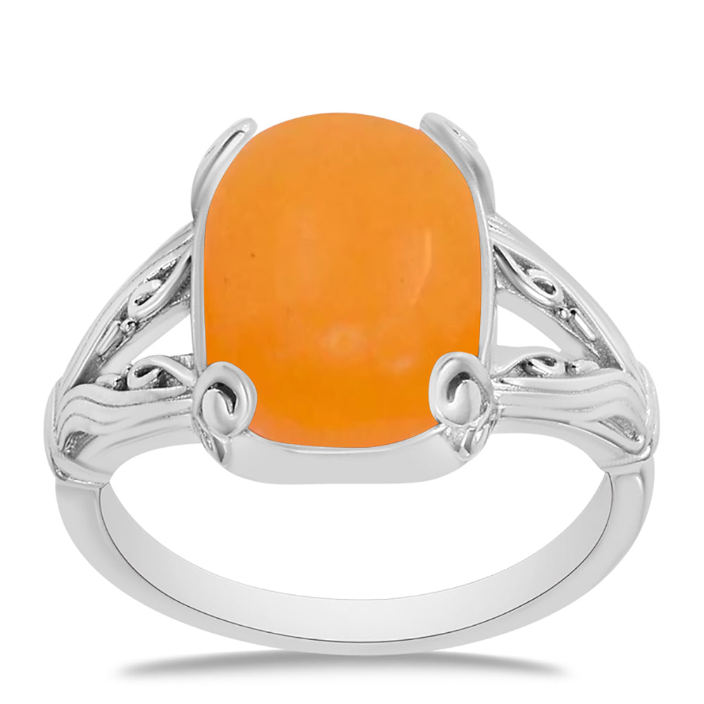 Stříbrný Prsten se Žlutým Jadeitem