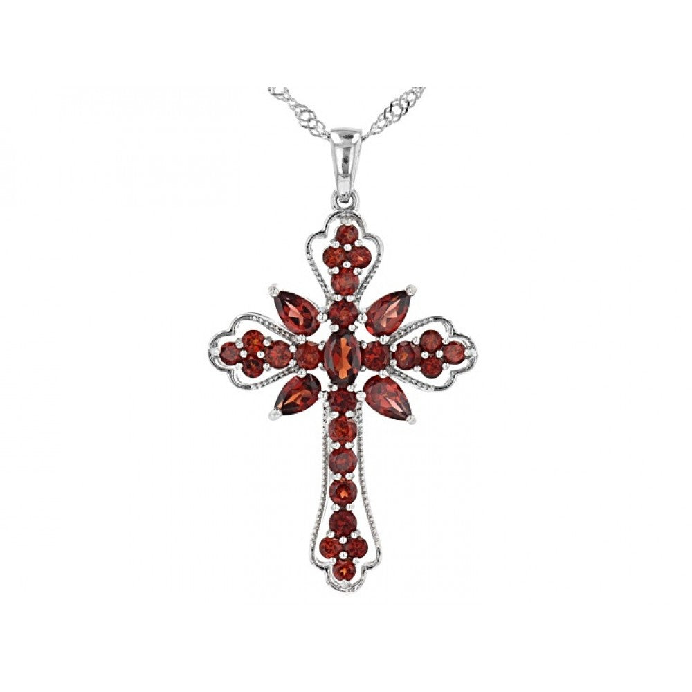 Kříž Stříbrný Přívěsek s Bartonským Granátem 1 