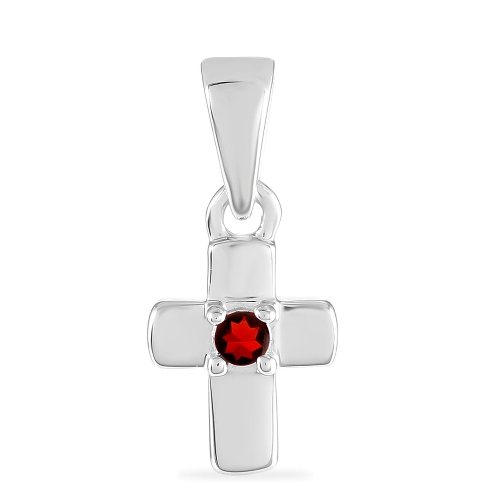 Kříž Stříbrný Přívěsek s Bartonským Granátem