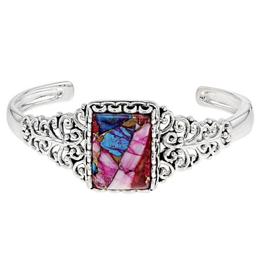 Pozlacený Stříbrný Náramek s Ústřicovým Tyrkysem