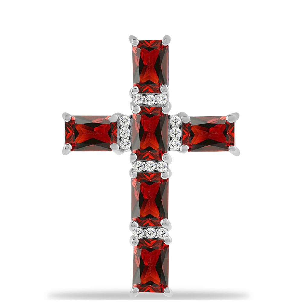Kříž Stříbrný Přívěsek s Bartonským Granátem a Bílým Topazem 1 