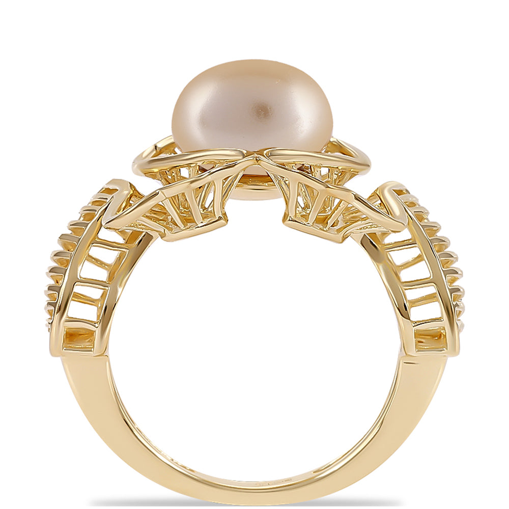 Pozlacený Stříbrný Prsten se Zlatou Sladkovodní Perlou 2 