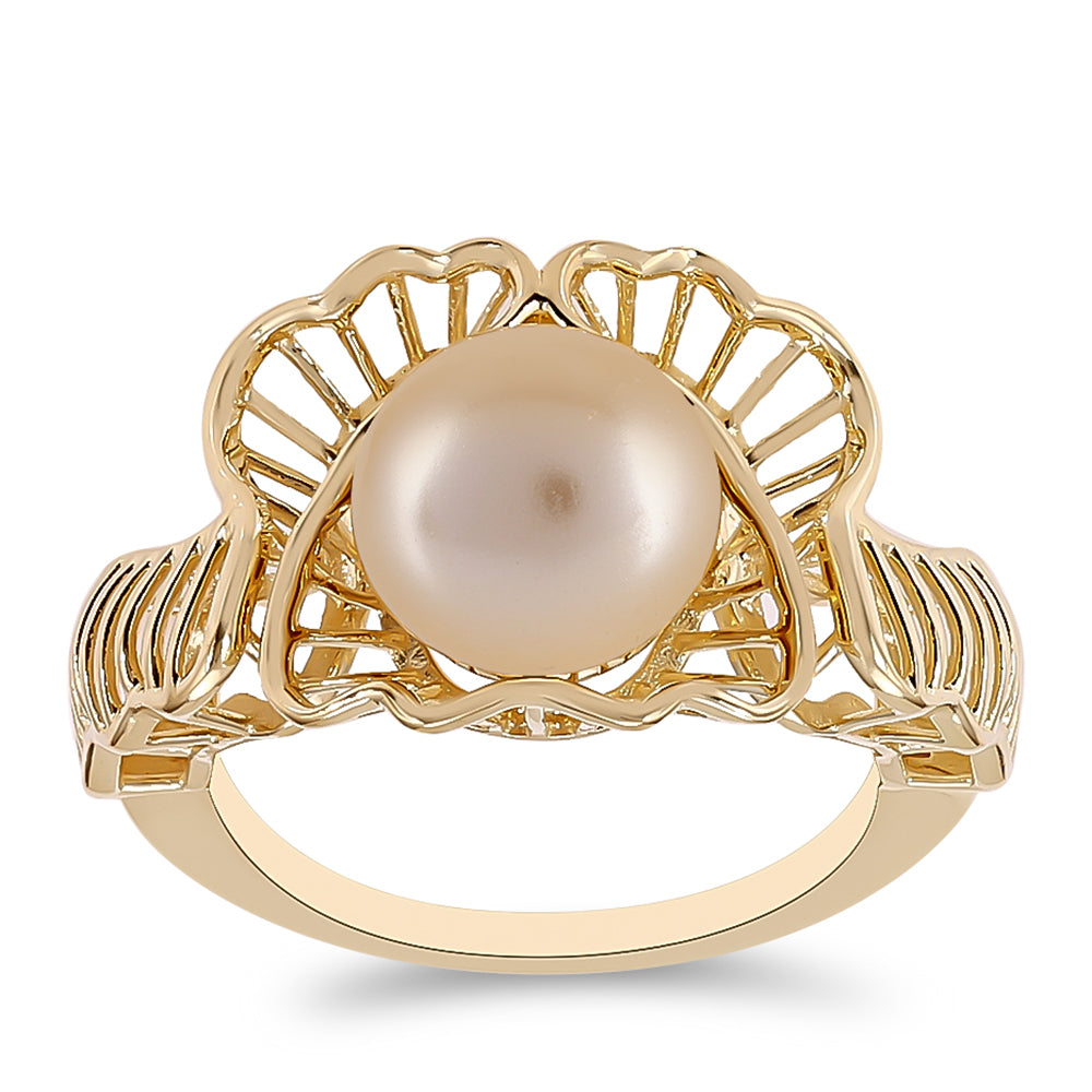 Pozlacený Stříbrný Prsten se Zlatou Sladkovodní Perlou