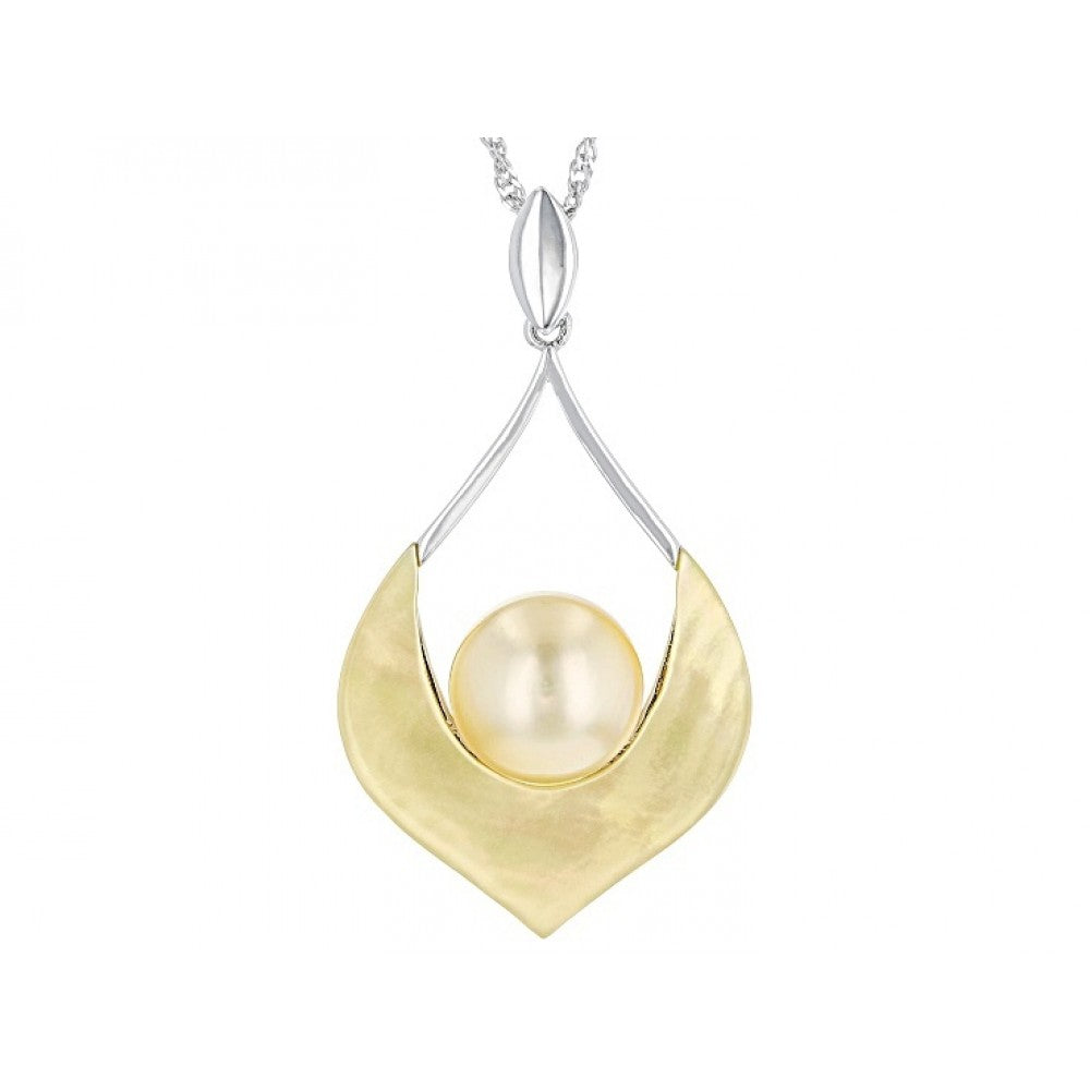 Pozlacené stříbro 925/1000 Přívěsek se Zlatou Sladkovodní Perlou - Karátové číslo: 1.09. přibližná hmotnost: 3.09 gramů 1 