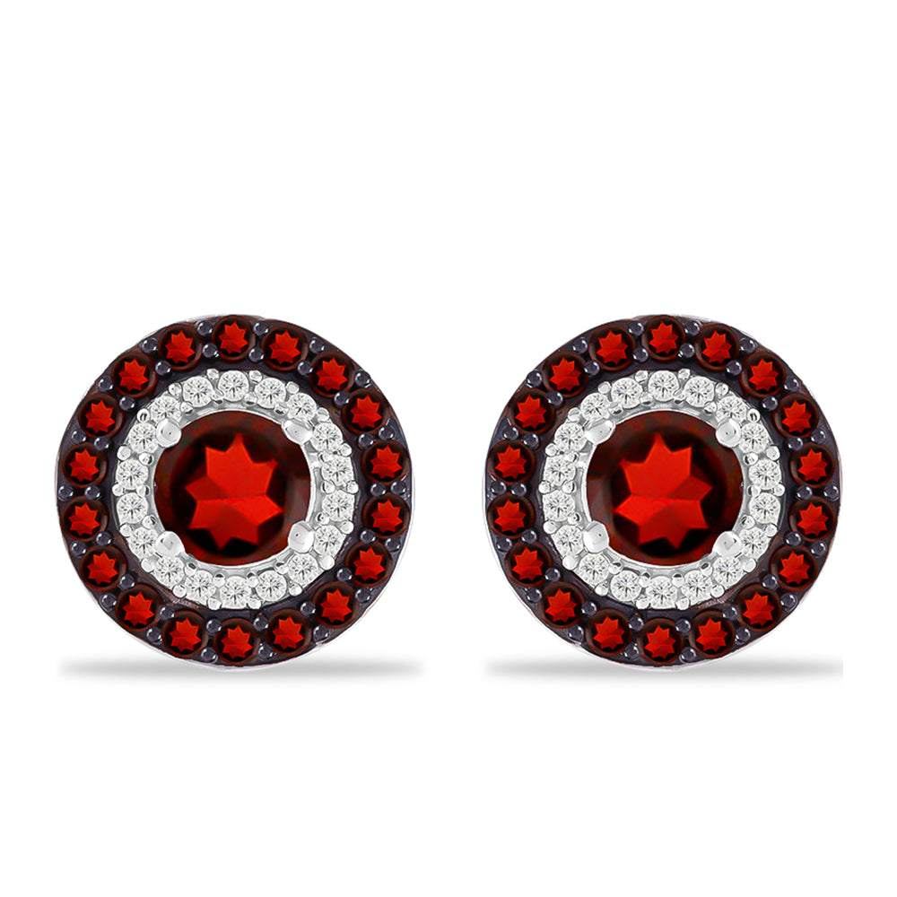 Stříbrné Náušnice s Bartonským Granátem a Bílým Topazem 1 