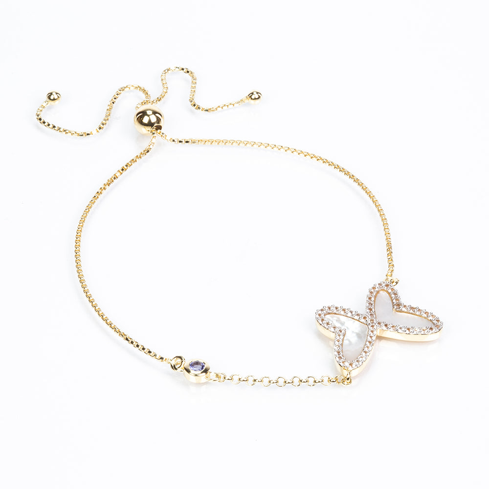 Pozlacený Stříbrný Náramek s AAA Tanzanitem a Lasturou