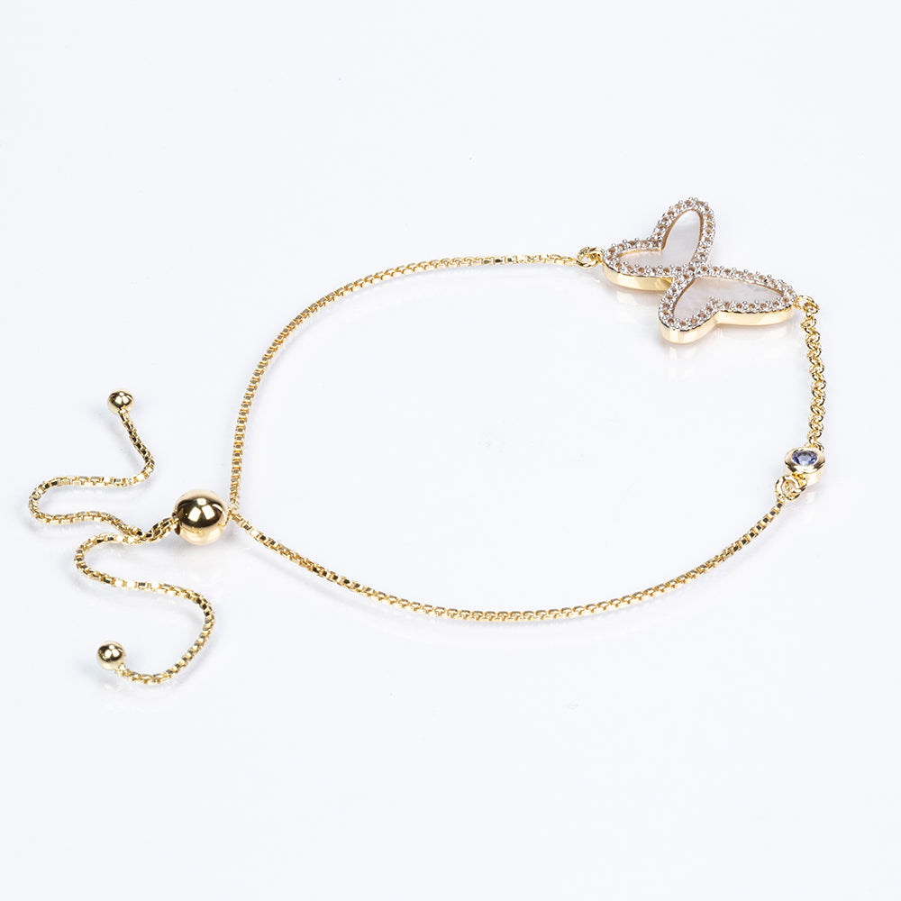 Pozlacený Stříbrný Náramek s AAA Tanzanitem a Lasturou