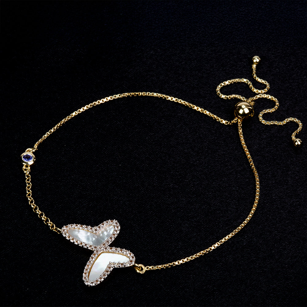 Pozlacený Stříbrný Náramek s AAA Tanzanitem a Lasturou