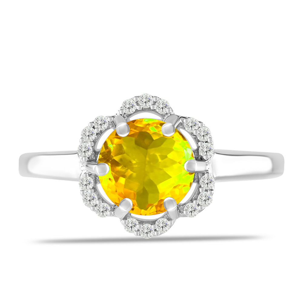 Stříbrný Prsten s Uralským Citrínem a Bílým Topazem 1 