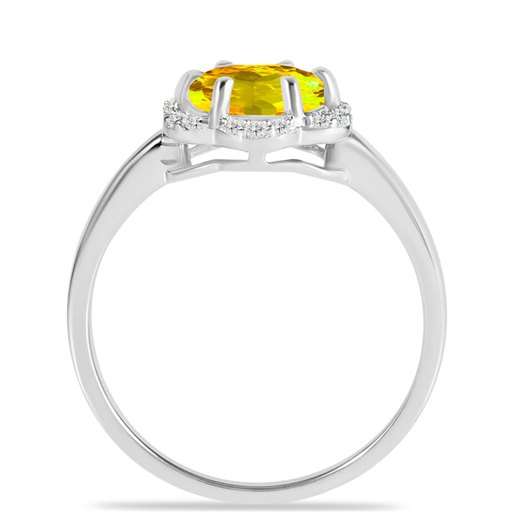 Stříbrný Prsten s Uralským Citrínem a Bílým Topazem 2 