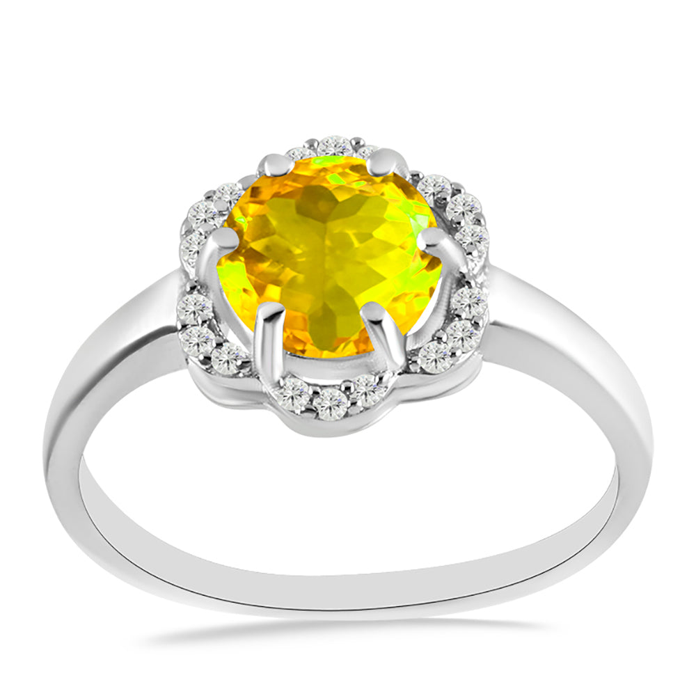 Stříbrný Prsten s Uralským Citrínem a Bílým Topazem 3 