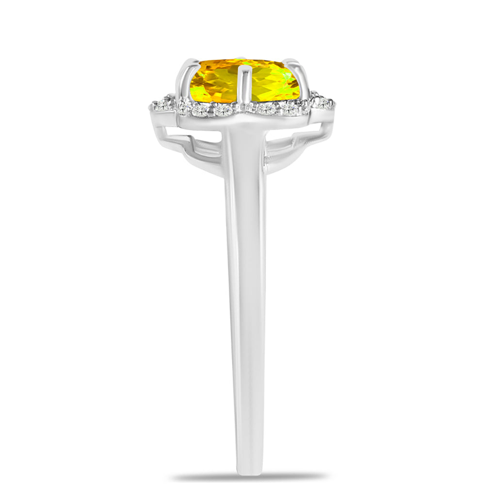 Stříbrný Prsten s Uralským Citrínem a Bílým Topazem 4 