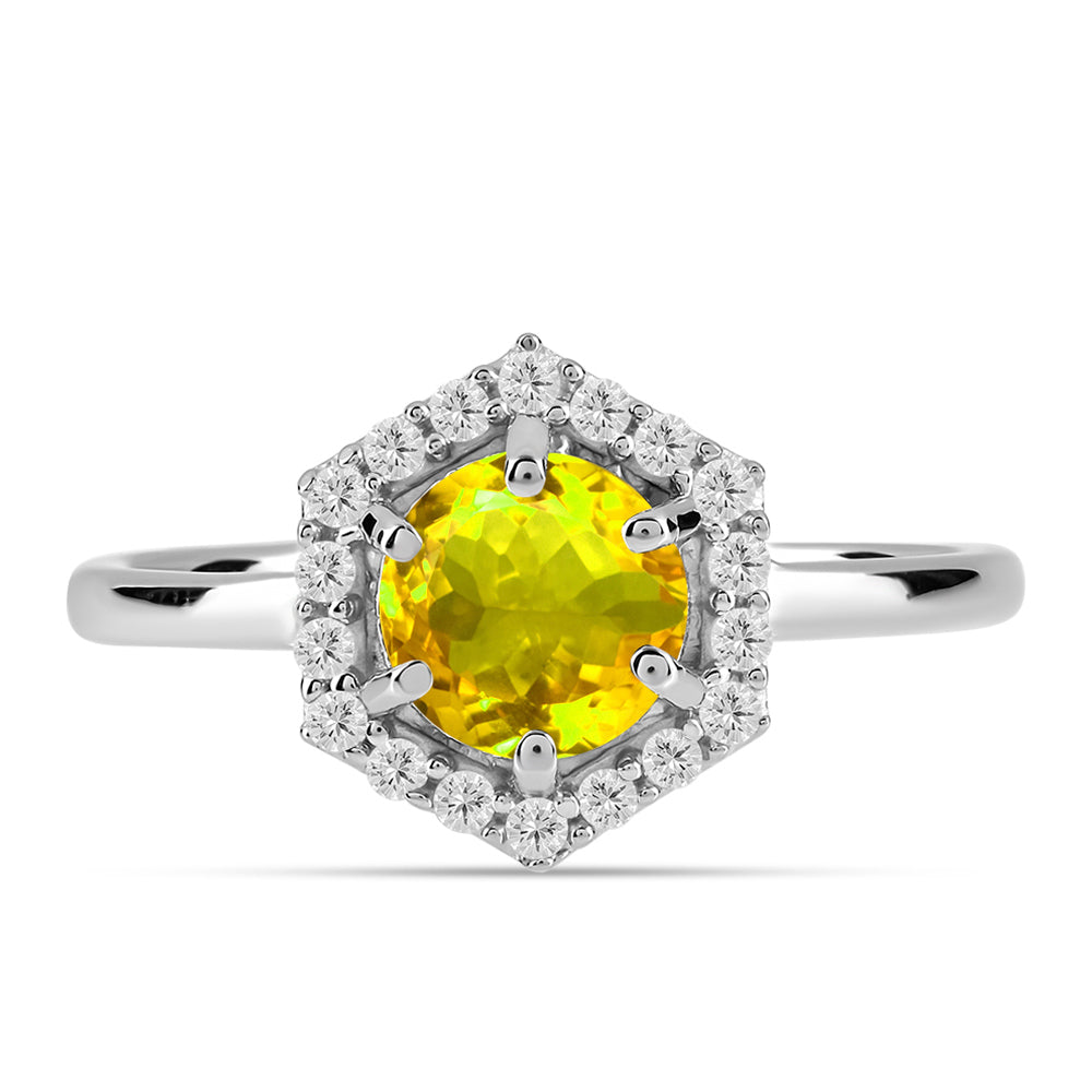 Stříbrný Prsten s Uralským Citrínem a Bílým Topazem 1 