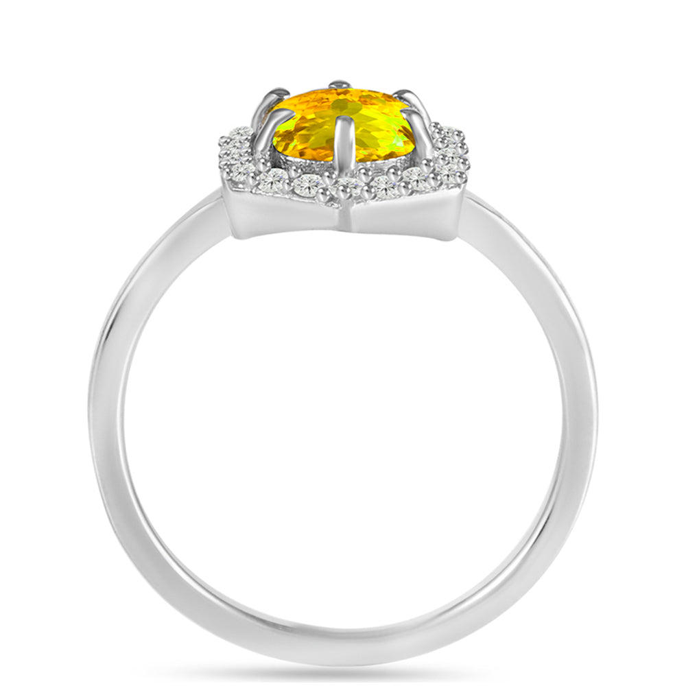 Stříbrný Prsten s Uralským Citrínem a Bílým Topazem