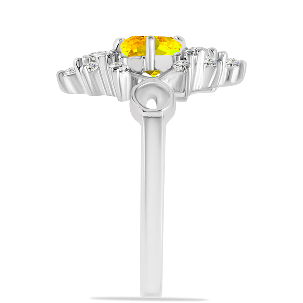 Stříbro 925/1000 - Prsten s Uralským Citrínem a Bílým Topazem - Karátové číslo: 1.09. přibližná hmotnost: 2.99 gramů