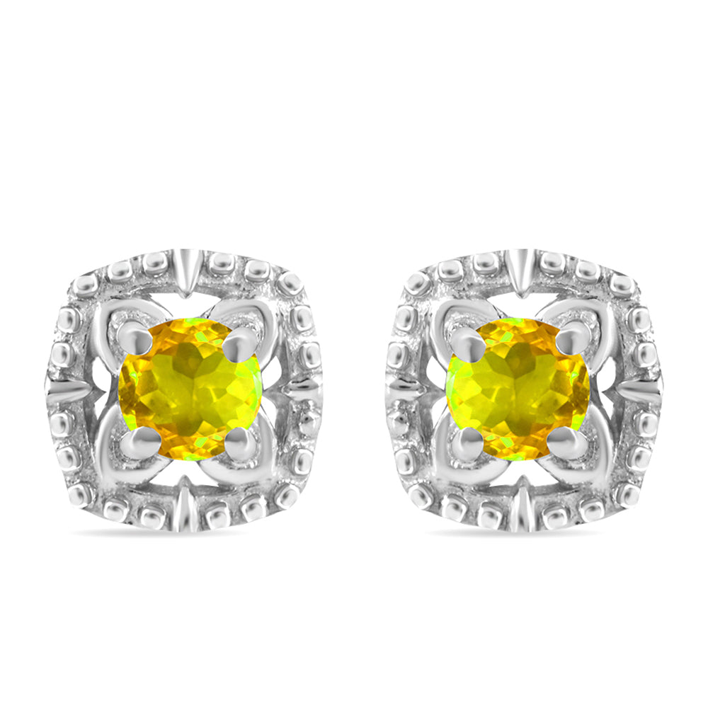 Stříbrné Náušnice s Uralským Citrínem 1 