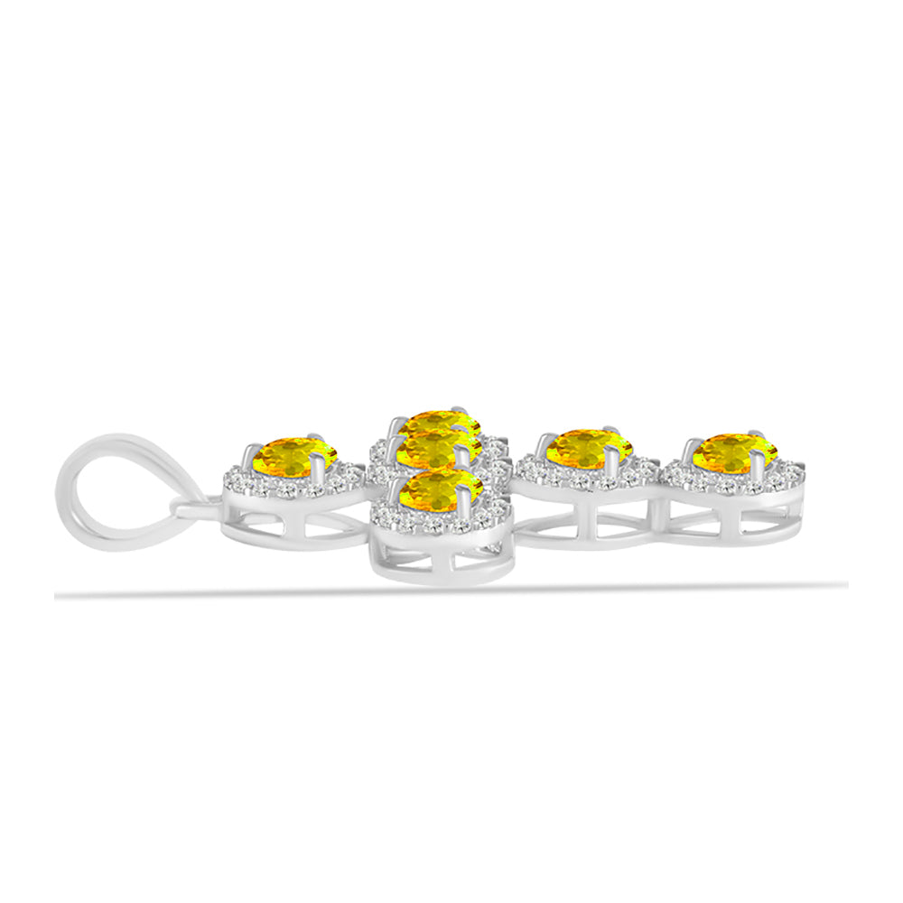 Stříbro 925/1000 - Přívěsek s Uralským Citrínem a Bílým Topazem - Karátové číslo: 2. přibližná hmotnost: 2.99 gramů 2 