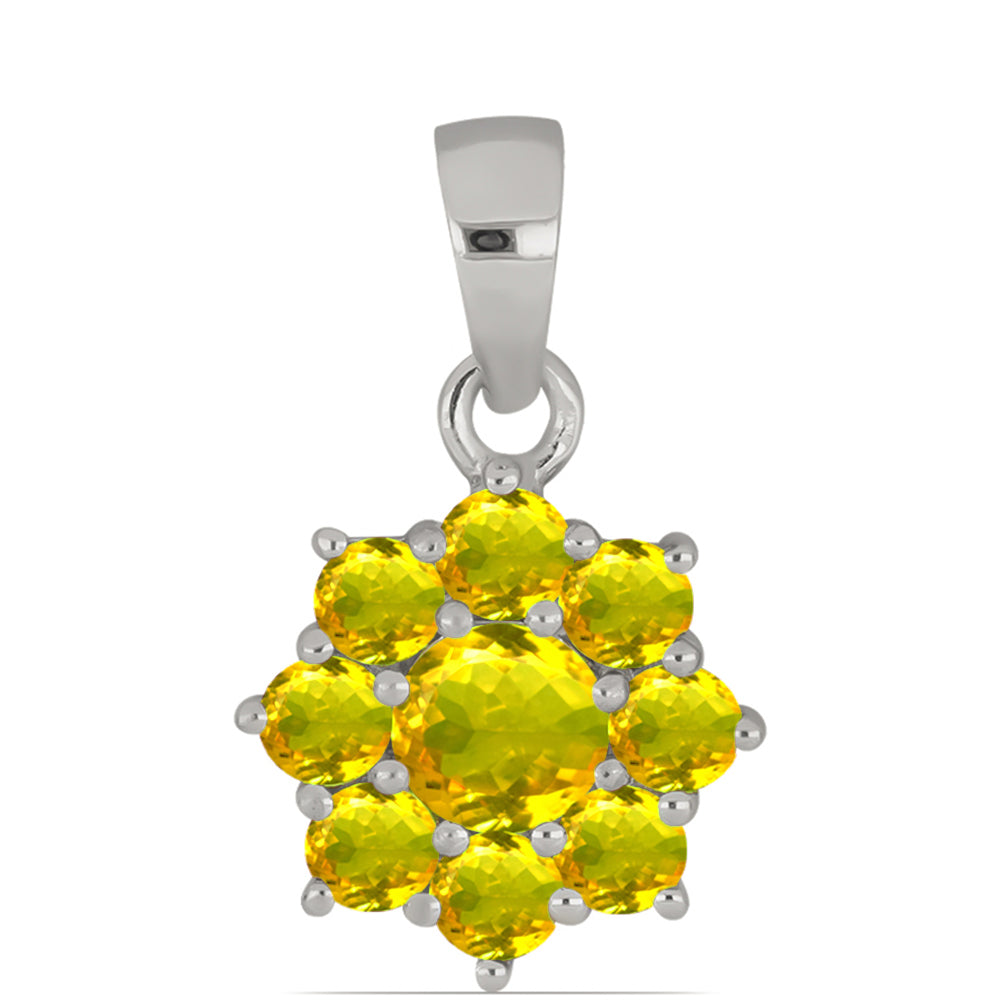 Stříbro 925/1000 Přívěsek s Uralským Citrínem a Bílým Topazem - Karátové číslo: 1.48. přibližná hmotnost: 1.65 gramů