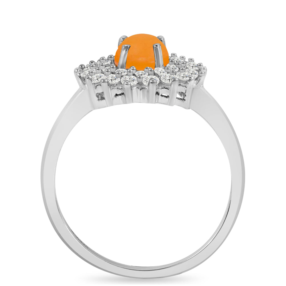 Stříbrný Prsten se Žlutým Jadeitem a Bílým Topazem 2 