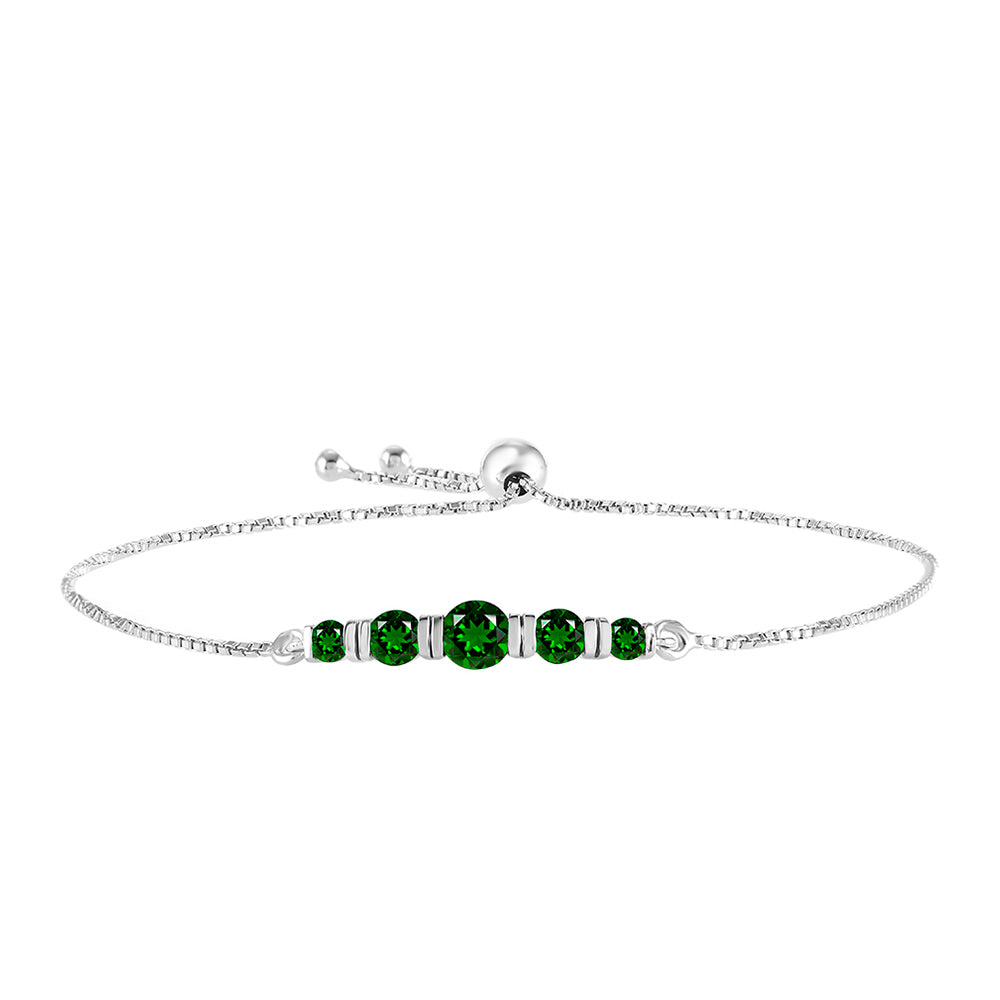Stříbrný Náramek s Chromovým Diopsidem 1 
