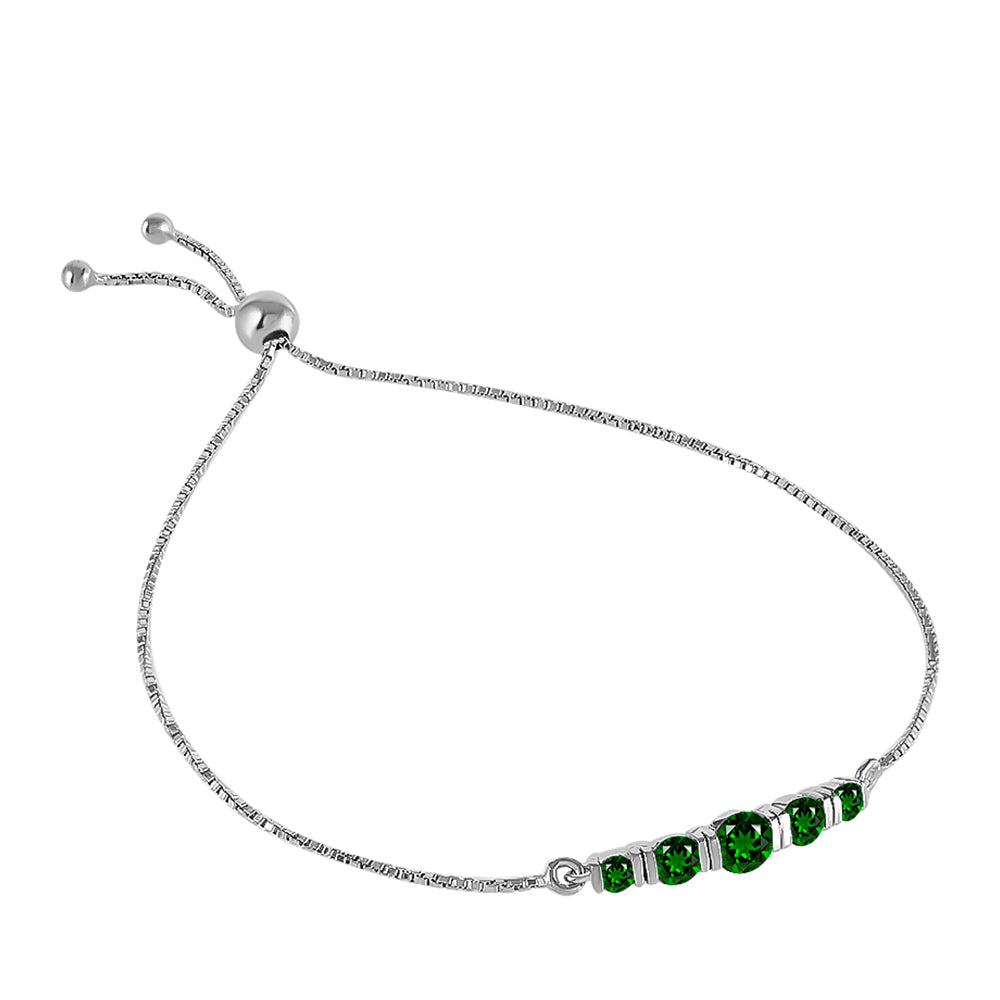 Stříbrný Náramek s Chromovým Diopsidem 2 