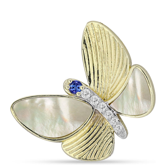 Pozlacený Stříbrný Přívěsek s AAA Tanzanitem a Lasturou