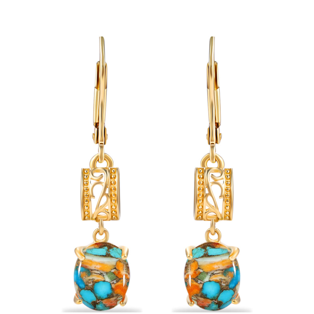 Pozlacené Stříbrné Náušnice s Ústřicovým Tyrkysem 1 