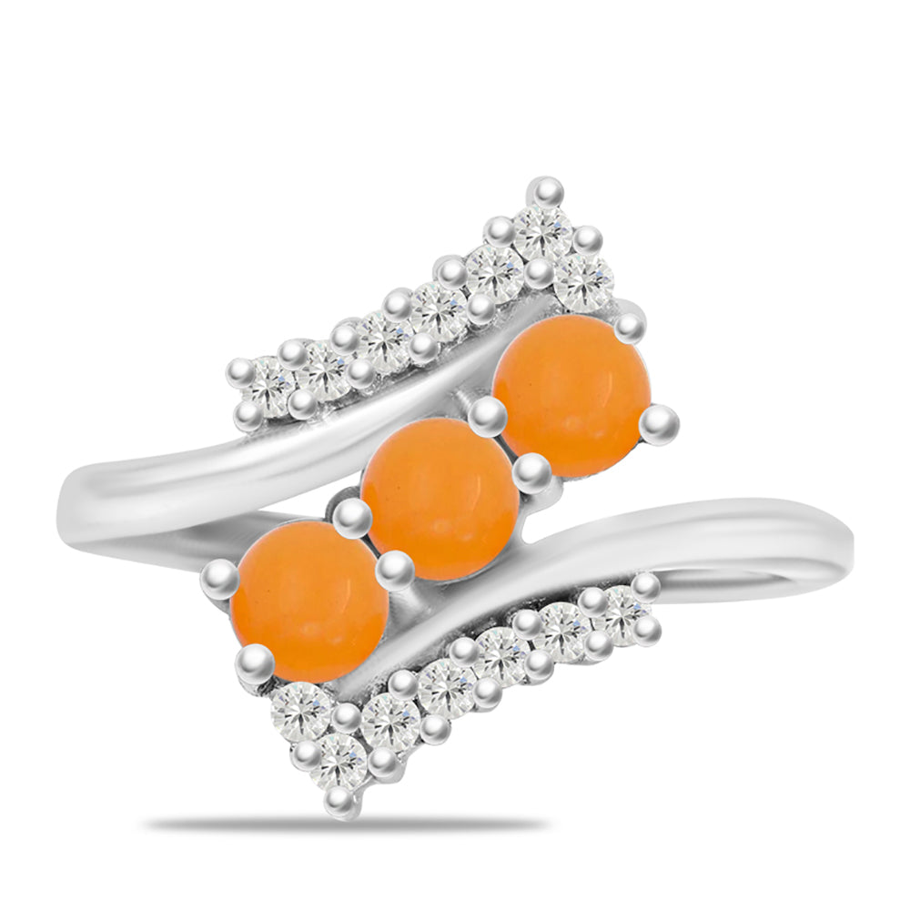 Stříbro 925/1000 - Prsten se Žlutým Jadeitem a Bílým Topazem - Karátové číslo: 1.19. přibližná hmotnost: 2.97 gramů 1 