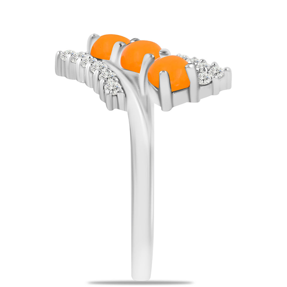 Stříbro 925/1000 - Prsten se Žlutým Jadeitem a Bílým Topazem - Karátové číslo: 1.19. přibližná hmotnost: 2.97 gramů 4 