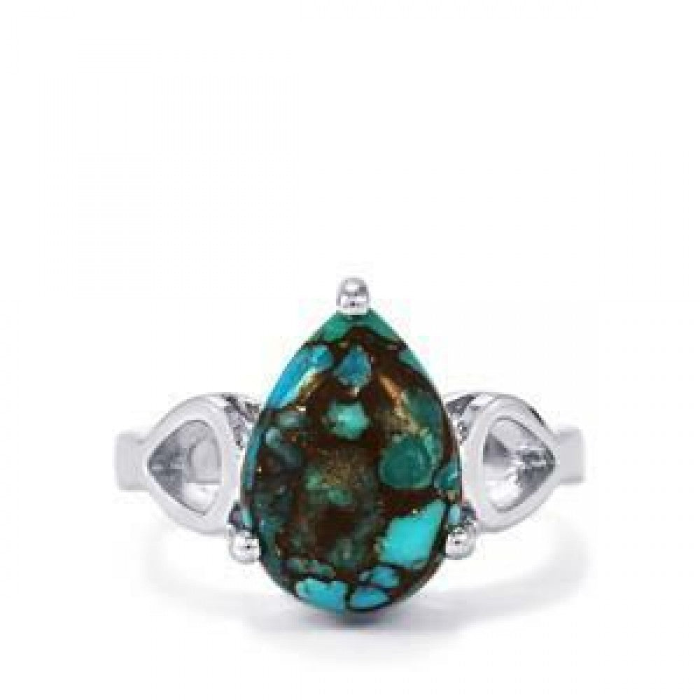 Pozlacený Stříbrný Prsten s Ústřicovým Tyrkysem 1 