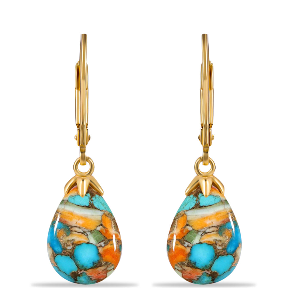 Pozlacené Stříbrné Náušnice s Ústřicovým Tyrkysem