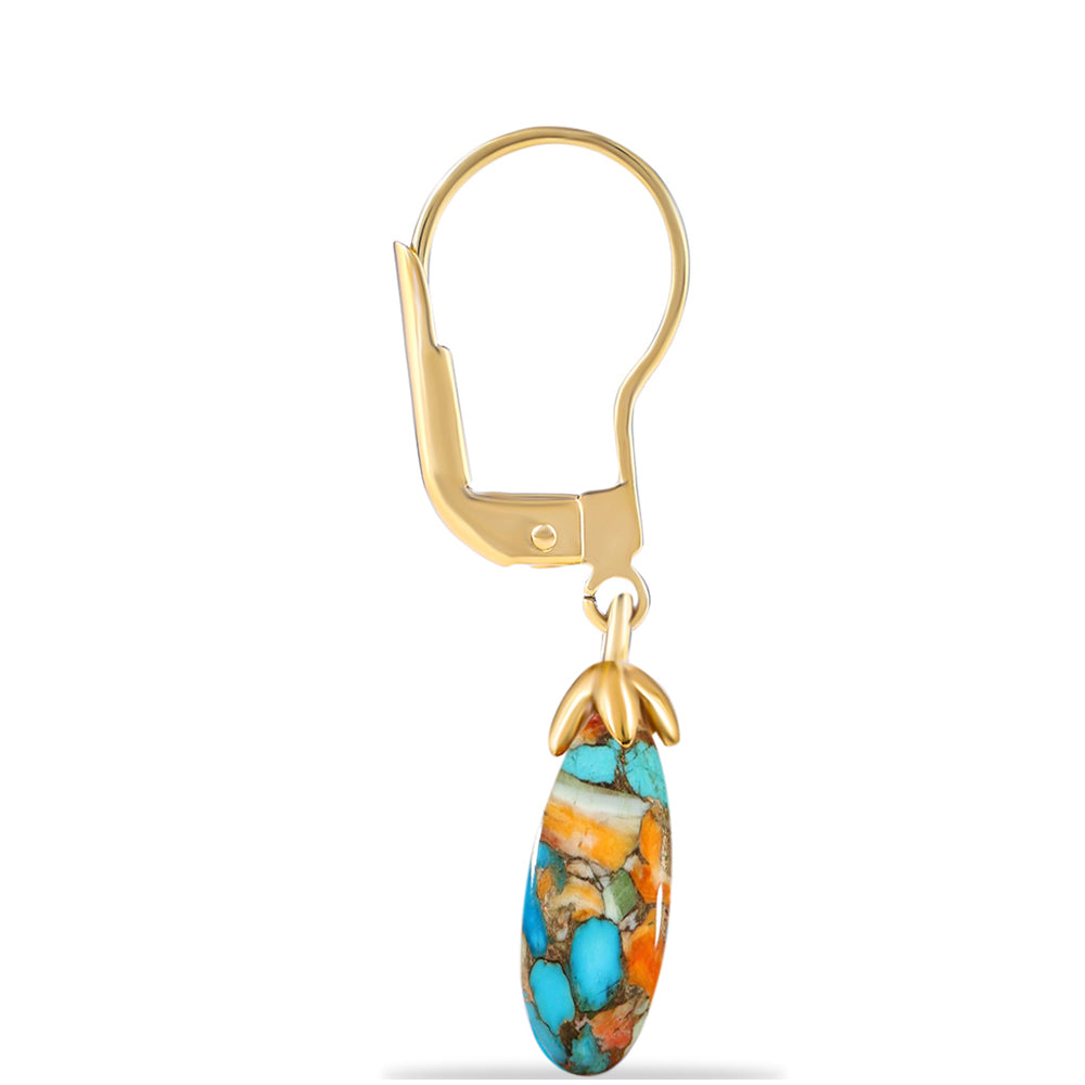 Pozlacené Stříbrné Náušnice s Ústřicovým Tyrkysem 2 