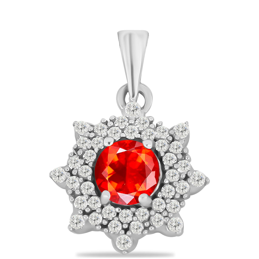 Stříbrný Přívěsek s Etiopským Červeným Opálem z Lega Dembi a Bílým Topazem 1 